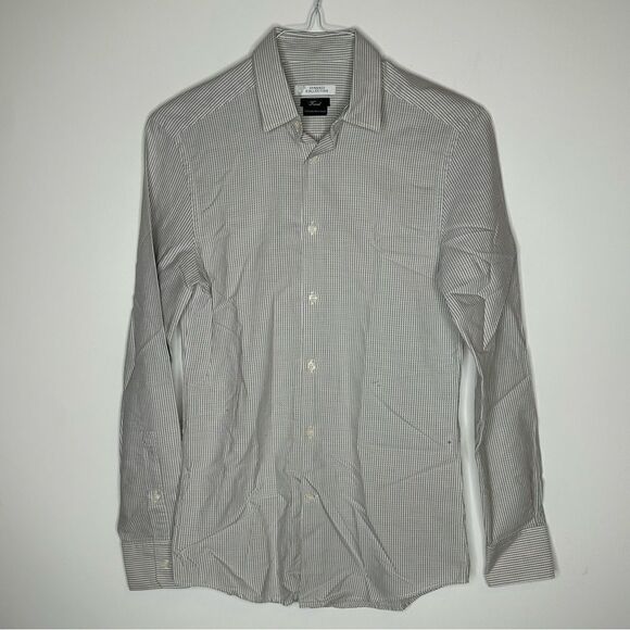 Gianni Versace Collection Size 38 Men's White/Gray/Black Designer Dress Shirt - Picture 7 of 11